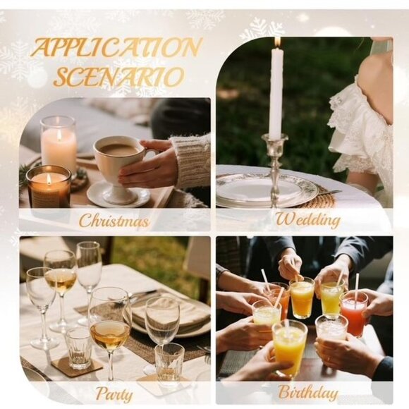 BACKTOEDEN Light Gold Round Placemats Set of 6 Washable Wipeable Heat Resistant - Picture 5 of 8